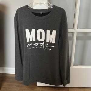 MOM Mode Graphic Sweatshirt - Dark Charcoal with White Print.  New without tag